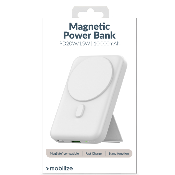 Mobilize Magnetic Wireless Magsafe Compatible Pd Stand Power Bank 10000Mah 15W White - Afbeelding 8