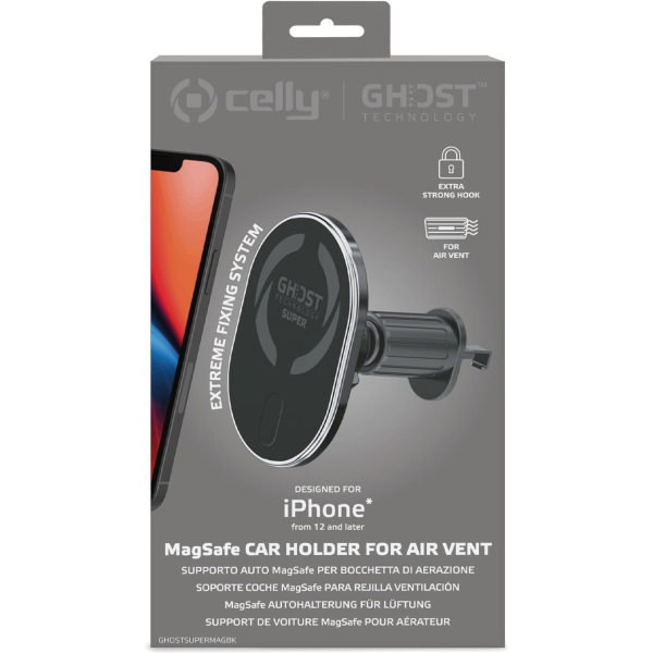 Celly Ghostsupermag Magsafe Car Holder Black - Afbeelding 5