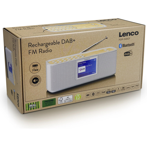 Lenco Pdr-046Gy Lenco Portable Eco Dab+ Bluetooth Radio Grey - Afbeelding 7
