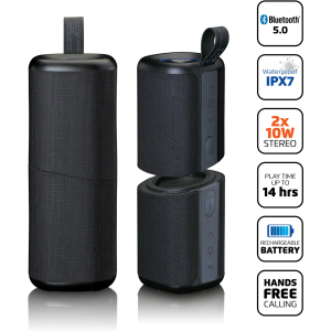 Lenco Btp-400Bk Lenco 2-In-1 Stereo Bluetooth Speaker Black
