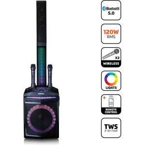 Lenco Pa-220Bk Lenco Bluetooth Party Speaker + Remote + 2 Microphones Black