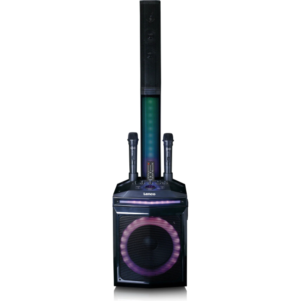 Lenco Pa-220Bk Lenco Bluetooth Party Speaker + Remote + 2 Microphones Black - Afbeelding 2