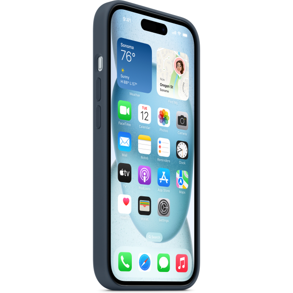Apple Mt0N3Zm/A Apple Silicone Case With Magsafe Iphone 15 Storm Blue - Afbeelding 3
