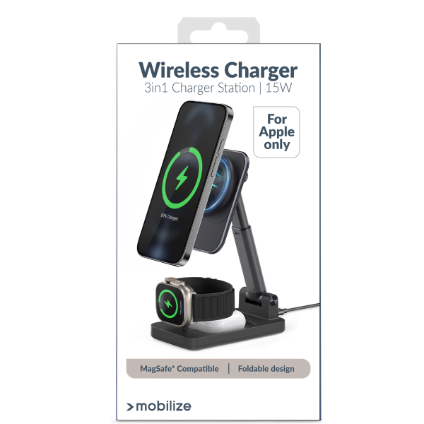 Mobilize 3In1 Charger Station Magsafe Compatible 15W Black - Afbeelding 10