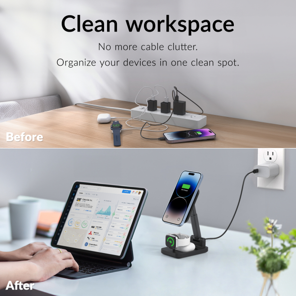 Mobilize 3In1 Charger Station Magsafe Compatible 15W Black - Afbeelding 8