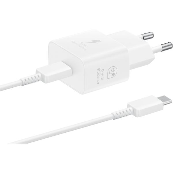Samsung Ep-T2510Xwegeu Samsung Usb-C Pd Wall Charger 25W + Usb-C Cable White Bulk