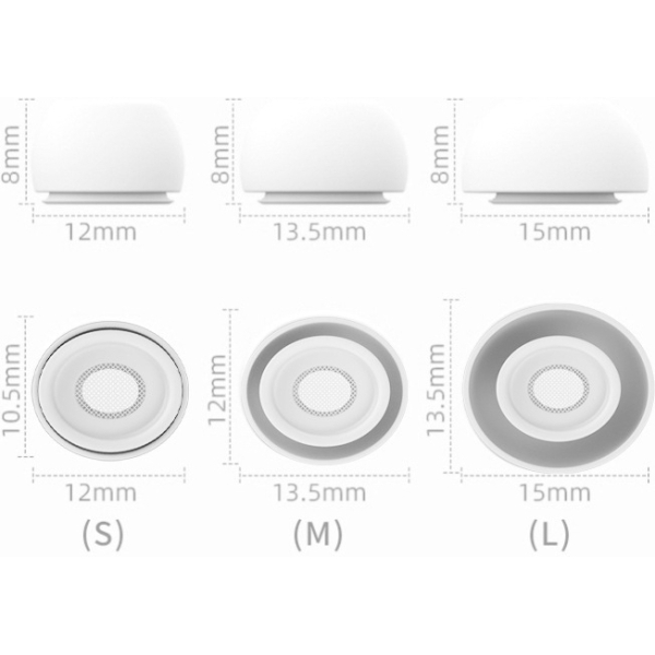 Xccess Silicon Replacement Ear Tips For Airpod Pro 1/2 Size S/M/L (3 Pair) White - Afbeelding 4