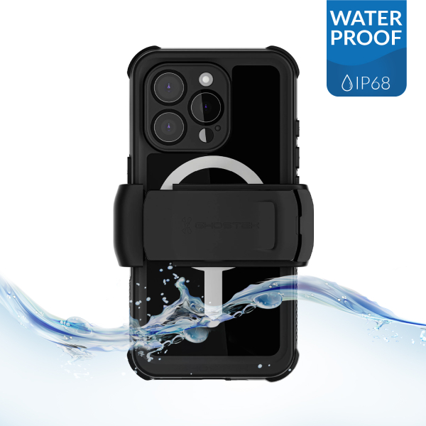 Ghostek Nautical Waterproof Magsafe Case + Belt Swivel Holster Apple Iphone 16 Pro Black