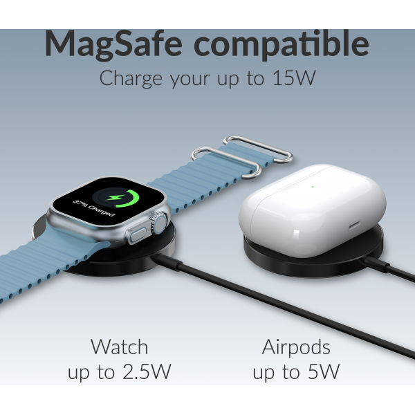Mobilize 3In1 Magnetic Wireless Charger Magsafe Compatible 15W Black - Afbeelding 3