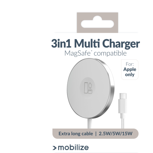 Mobilize 3In1 Magnetic Wireless Charger Magsafe Compatible 15W White - Afbeelding 8