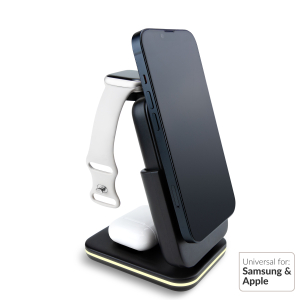 Mobilize 4In1 Wireless Charger Station With Detachable Power Bank 5000Mah Black