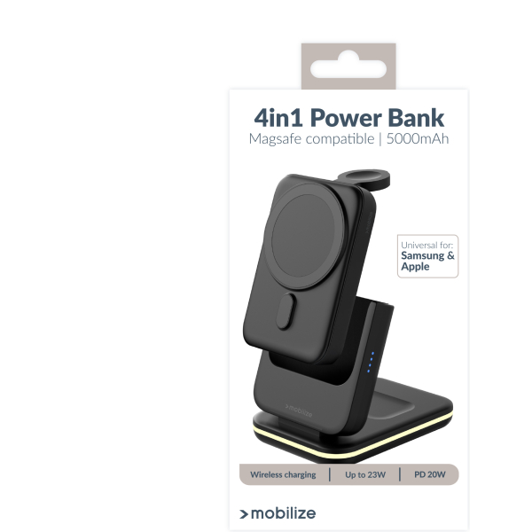 Mobilize 4In1 Wireless Charger Station With Detachable Power Bank 5000Mah Black - Afbeelding 10