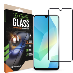 Striker D3O Xtreme Impact Glass Screen Protector - Black Frame - Samsung Galaxy A16 (4G/5G)/A17 (4G/5G)/A26 5G