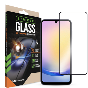 Striker D3O Xtreme Impact Glass Screen Protector - Black Frame - Samsung Galaxy A25 5G