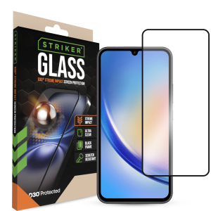 Striker D3O Xtreme Impact Glass Screen Protector - Black Frame - Samsung Galaxy A34 5G