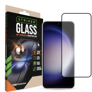 Striker D3O Xtreme Impact Glass Screen Protector - Black Frame - Samsung Galaxy A54 5G/S23 Fe 5G