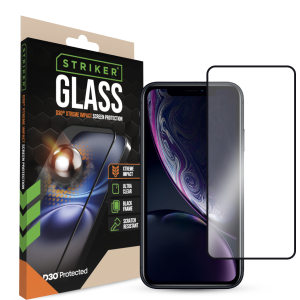 Striker D3O Xtreme Impact Glass Screen Protector - Black Frame - Apple Iphone Xr/11
