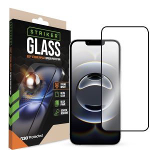 Striker D3O Xtreme Impact Glass Screen Protector - Black Frame - Apple Iphone 13/13 Pro/14/16E