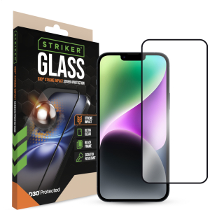 Striker D3O Xtreme Impact Glass Screen Protector - Black Frame - Apple Iphone 13 Pro Max/14 Plus