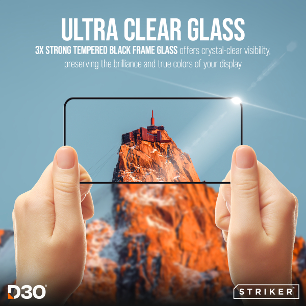 Striker D3O Xtreme Impact Glass Screen Protector - Black Frame - Apple Iphone 15 Pro Max - Afbeelding 4