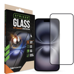 Striker D3O Xtreme Impact Glass Screen Protector - Black Frame - Apple Iphone 14 Pro Max/15 Plus/16 Plus