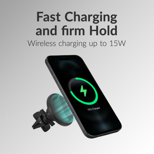Mobilize Wireless Magsafe Compatible Car Holder/Charger 5W/7.5W/10W/15W Black - Afbeelding 3