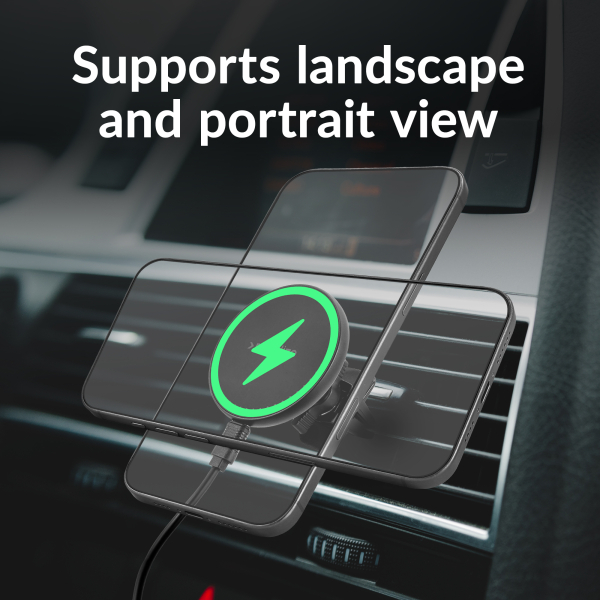Mobilize Wireless Magsafe Compatible Car Holder/Charger 5W/7.5W/10W/15W Black - Afbeelding 4