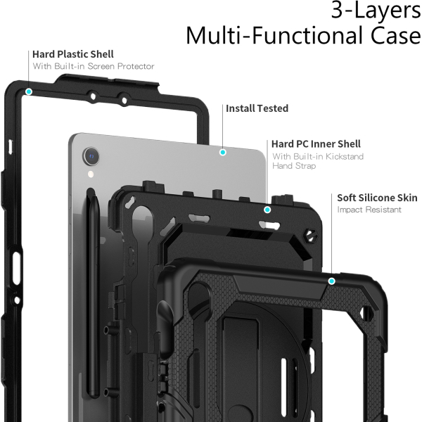 Xccess Survivor All-Round Case Samsung Galaxy Tab S10 Fe+ 13.1 Black (Screenless) - Afbeelding 6