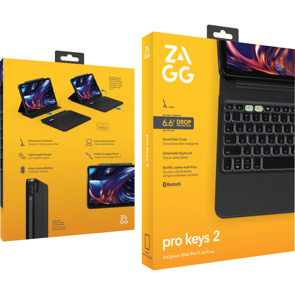 Zagg Pro Keys 2 Bluetooth Keyboard Case For Apple Ipad Pro 11 (2024) Qwerty Black - Afbeelding 9