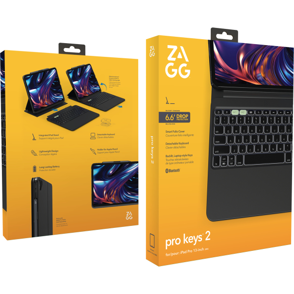 Zagg Pro Keys 2 Bluetooth Keyboard Case For Apple Ipad Pro 13 (2025) Qwerty Black - Afbeelding 9