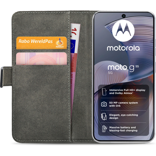 Mobilize Classic Gelly Wallet Book Case Motorola Moto G55 Black - Afbeelding 4