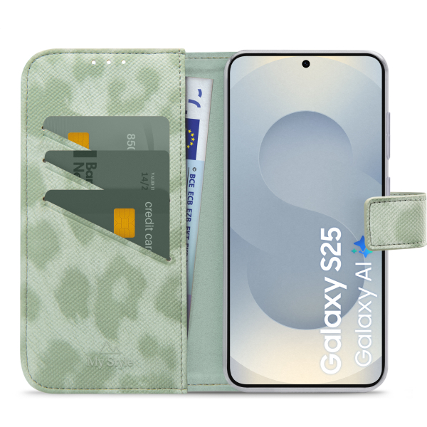 My Style Flex Wallet For Samsung Galaxy S25 5G Green Leopard - Afbeelding 3