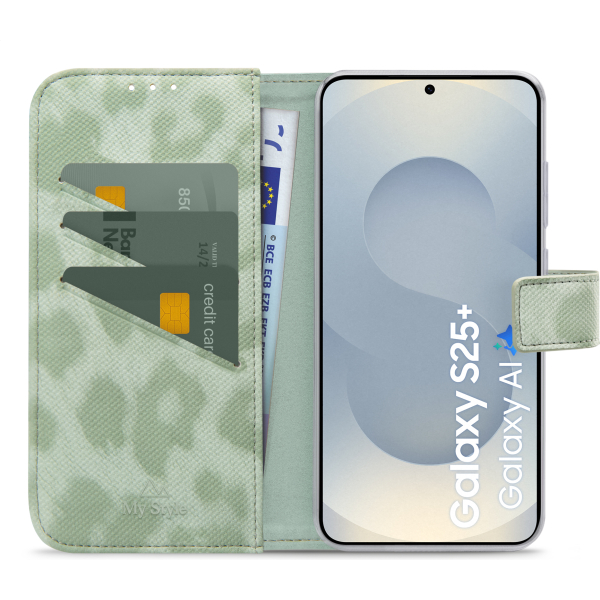 My Style Flex Wallet For Samsung Galaxy S25+ 5G Green Leopard - Afbeelding 3