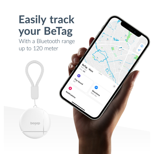 Beeep Betag Find My Tracker White & Keychain White - 1 Pack - Afbeelding 5