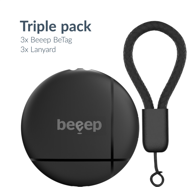 Beeep Betag Find My Tracker Black & Keychain Black - 3 Pack - Afbeelding 2