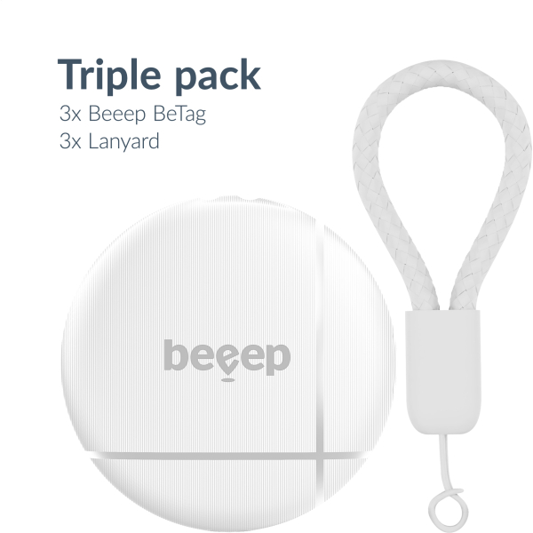 Beeep Betag Find My Tracker White & Keychain White - 3 Pack - Afbeelding 2