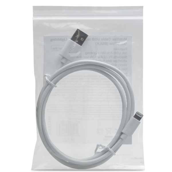 Mobilize Bulk Mobilize Cable Usb To Apple Mfi Lightning 1M. 12W White (Bulk) - Afbeelding 3