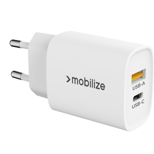 Mobilize Bulk Mobilize Wall Charger Usb-C + Usb 25W With Pd/Pps White (Bulk) - Afbeelding 2