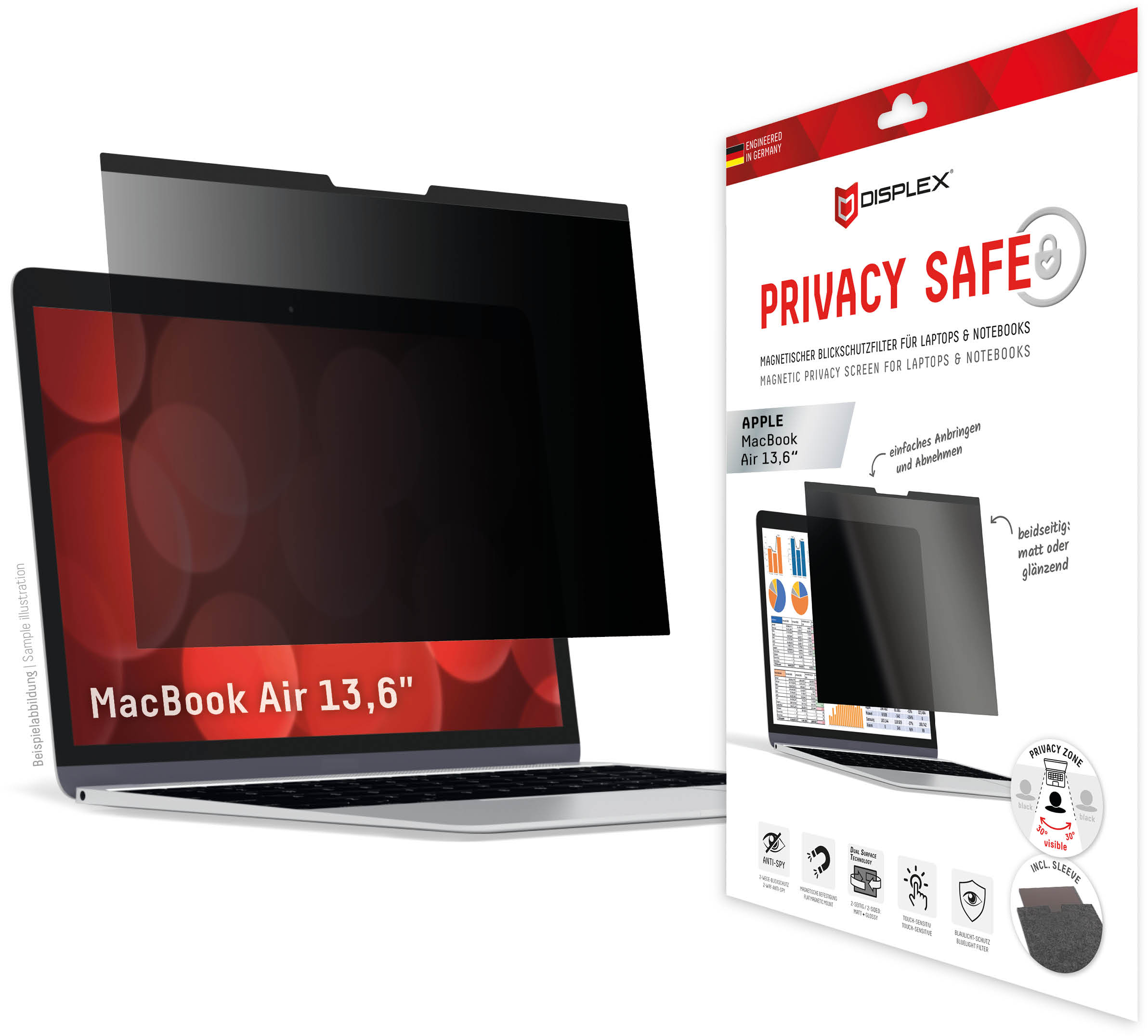 Displex Privacy Safe Magnetic Macbook Air 13.6 (2022/2024)