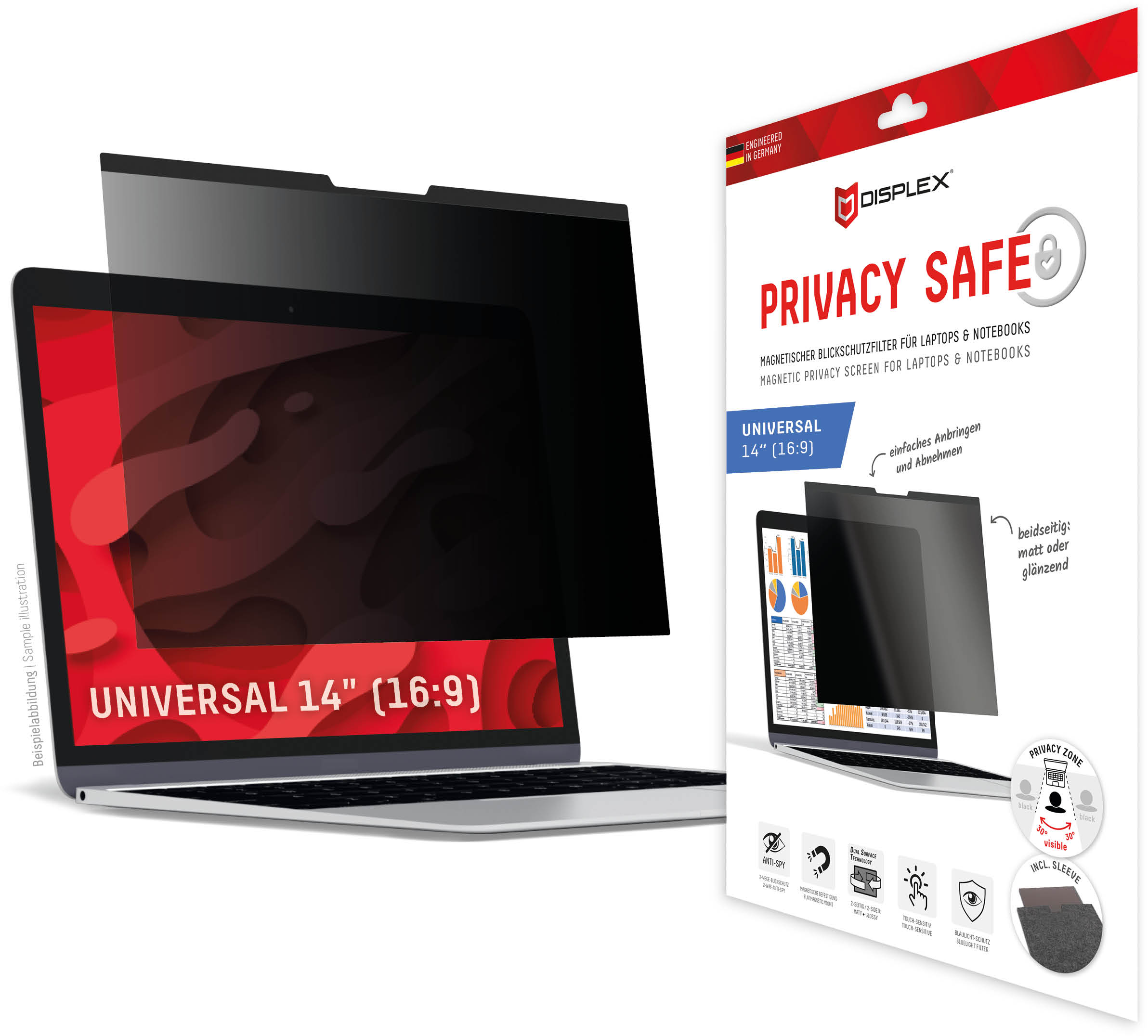 Displex Privacy Safe Magnetic Laptop Universal 14Inch 16:9