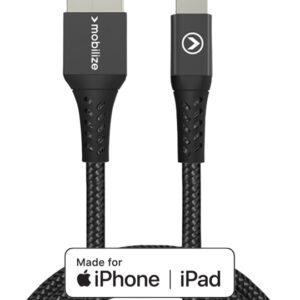 Mobilize Strong Nylon Cable Usb To Apple Mfi Lightning 1M. 12W Black
