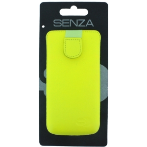 Senza Leather Slide Case Neon Yellow Size M-Large