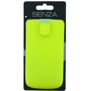 Senza Leather Slide Case Neon Yellow Size Xxl