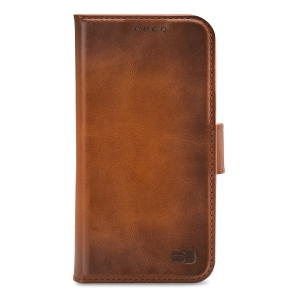 Senza Desire Leather Wallet Apple Iphone 13 Pro Burned Cognac