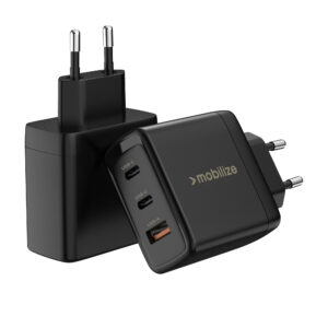 Mobilize Wall Charger 2X Usb-C + 1X Usb Gan 65W With Pd/Pps Black