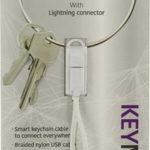 Keymate Charge/Sync Keychain Cable Nylon Braided Lightning White