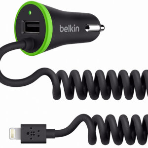 Mob Belkin Car Charger With Usb Port + Coiled Lightning Connector 3.4A Black
