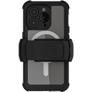Ghostek Nautical Waterproof Magsafe Case + Belt Swivel Holster Apple Iphone 15 Pro Clear