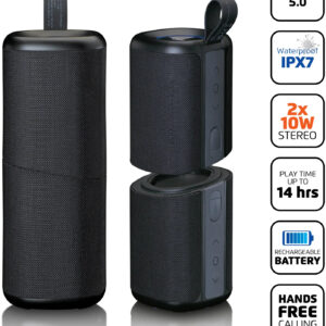 Lenco Btp-400Bk Lenco 2-In-1 Stereo Bluetooth Speaker Black