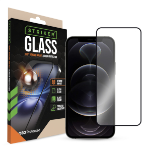 Striker D3O Xtreme Impact Glass Screen Protector - Black Frame - Apple Iphone 12/12 Pro